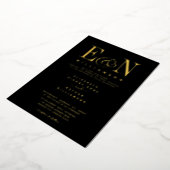 Invitation En Aluminium Élégant Monogram Mariage Black Gold (Rotation)