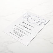 Invitation En Aluminium Élégant Monogram Mariage noir argent (Rotation)