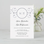 Invitation En Aluminium Élégant Monogram Mariage noir argent (Debout devant)