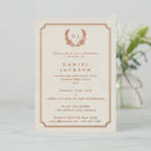 Invitation En Aluminium Élégant Monogramme d'ivoire + Laurel Wreath Gradua (Debout devant)