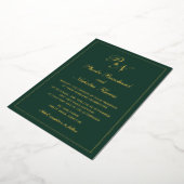 Invitation En Aluminium Élégant Monogramme Formal Forme Forme Mariage Vert (Rotation)