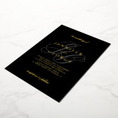 Invitation En Aluminium Élégant monogramme initiales mariage noir or (Rotation)