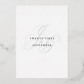 Invitation En Aluminium Élégant monogramme initiales or mariage blanc (Verso)