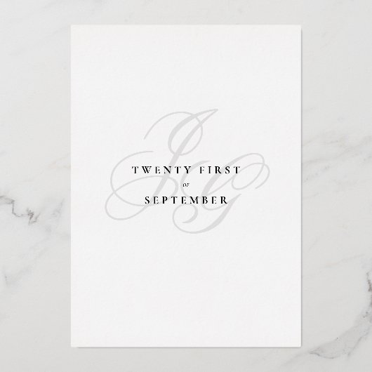 Invitation En Aluminium Élégant monogramme initiales or mariage blanc (Verso)