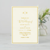 Invitation En Aluminium Élégant Monogramme ivoire moderne or Mariage (Debout devant)