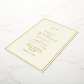 Invitation En Aluminium Élégant Monogramme ivoire moderne or Mariage (Rotation)