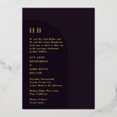 Invitation En Aluminium Élégant Monogramme Luxe Boho foncé Arche Florale (Recto)