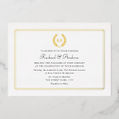 Invitation En Aluminium Élégant Monogramme Véritable Mariage d'huile d'or  (Recto)