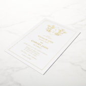 Invitation En Aluminium Élégant Monogramme Wreath Mariage Gold (Rotation)
