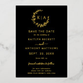 Invitation En Aluminium Élégant Monogramme Wreath Wedding Enregistrer La D (Recto)