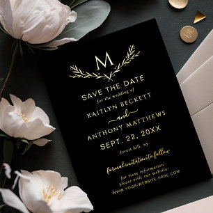 Invitation En Aluminium Élégant Monogramme Wreath Wedding Enregistrer La D