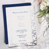 Invitation En Aluminium Élégant Motif Rococo habillé en argent Mariage