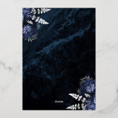 Invitation En Aluminium Elegant Navy Blue Silver Floral Wedding (Verso)