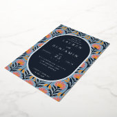 Invitation En Aluminium Elegant Navy Floral (Rotation)