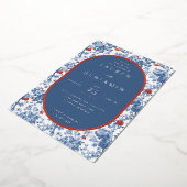 Invitation En Aluminium Elegant Navy Floral Border (Rotation)