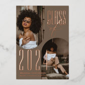 Invitation En Aluminium Élégant Neutral Photo Graduation (Recto)