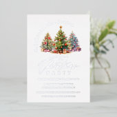 Invitation En Aluminium Élégant Noël Arbres Fête Argent (Debout devant)