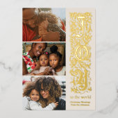 Invitation En Aluminium Élégant Noël multi-photo "Joy to the World" (Recto)