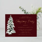 Invitation En Aluminium Élégant Noël neigeux Arbre de Noël Soirée d'or (Debout devant)