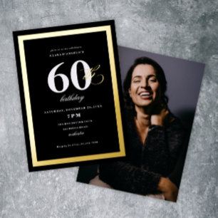 Invitation En Aluminium Elégant Noir 0 Anniversaire Soirée Or