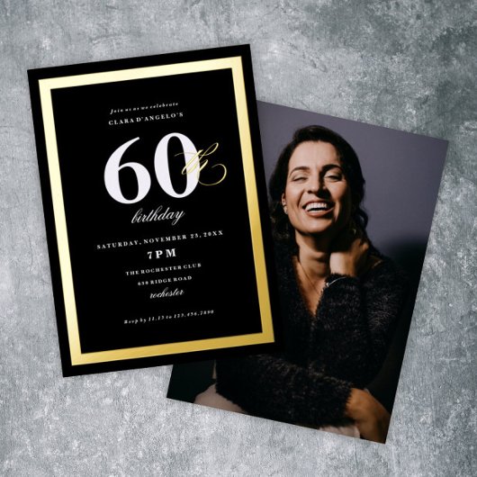 Invitation En Aluminium Elégant Noir 0 Anniversaire Soirée Or