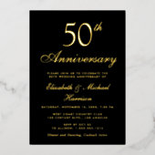 Invitation En Aluminium Elégant Noir 50ème Mariage Anniversaire Or (Recto)
