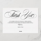 Invitation En Aluminium Elégant noir et blanc merci 3 mariage photo (Verso)