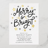 Invitation En Aluminium Elégant noir et or rayé Joyeux et lumineux (Recto)