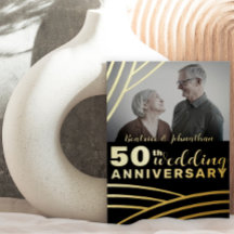 Élégant Noir & Or 50e Anniversaire de Mariage