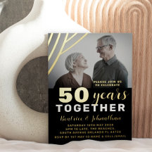 Élégant Noir & Or 50e Anniversaire de Mariage