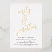 Invitation En Aluminium Élégant Noms de script QR Code Mariage Real Foil (Recto)