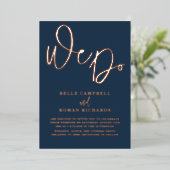 Invitation En Aluminium Elégant Nous faisons Rose Gold & Blue Mariage (Debout devant)