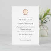 Invitation En Aluminium Elégant Ocean Beach SEASHELL MARIAGE OR ROSE OR (Debout devant)