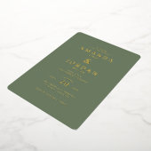 Invitation En Aluminium Elegant Olive Green Calligraphy (Rotation)