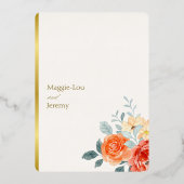 Invitation En Aluminium Élégant or Blush Floral Script Mariage Or (Verso)