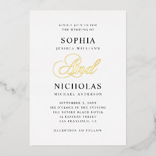 Invitation En Aluminium Élégant or classique calligraphie script mariage