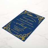 Invitation En Aluminium Elégant or et Mariage bleu foncé (Rotation)