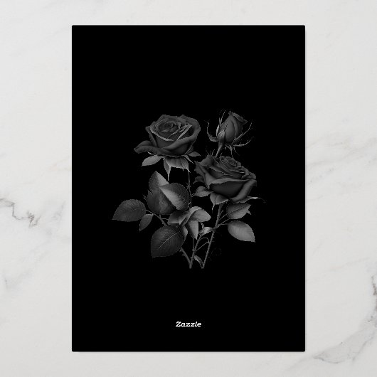 Invitation En Aluminium Élégant or Foil Ornate Monogramme Mariage noir (Verso)