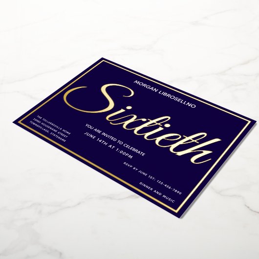 Invitation En Aluminium Elégant or formel 60 Soixantième anniversaire (Rotation)