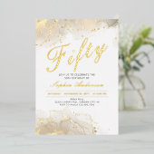 Invitation En Aluminium Elégant or moderne 50e anniversaire (Debout devant)