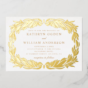 Invitation En Aluminium Élégant or moderne fleuri mariage botanique