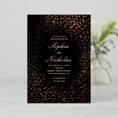 Invitation En Aluminium Élégant or noir pois moderne mariage (Debout devant)