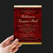 Invitation En Aluminium Elégant or Script dentelle Vampire Halloween Hallo