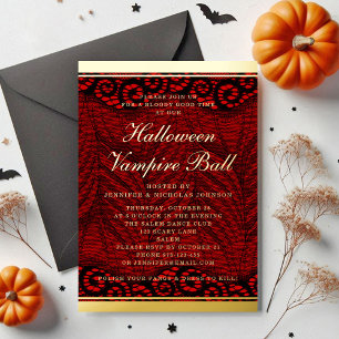 Invitation En Aluminium Elégant or Script dentelle Vampire Halloween Hallo