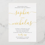 Invitation En Aluminium Élégant or simple script moderne partie d'engageme<br><div class="desc">Élégante invitation de la partie de fiançailles du mariage en écriture or. Veuillez me contacter si vous avez besoin d'autres articles.</div>