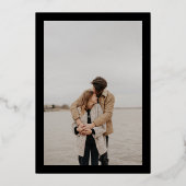 Invitation En Aluminium Élégant or stripe initiales 2 photos mariage (Verso)