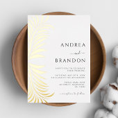 Invitation En Aluminium Elégant Palm Tree Feuille Mariage tout en un or