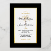 Invitation En Aluminium Élégant Palmier d'or noir Mariage tropical (Recto)
