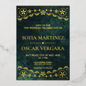 Invitation En Aluminium Élégant Papel Picado Emerald Green Mariage (Recto)