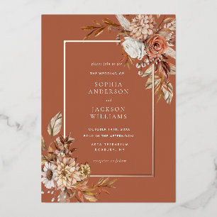 Invitation En Aluminium Élégant Papier Floral Aquarelle Automne Mariage Fo